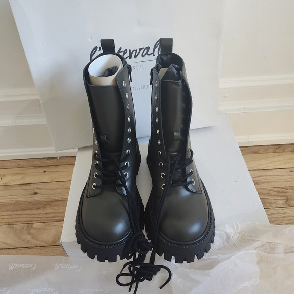 L'INTERVALLE Charcoal Lace-Up Combat Boots - Picture 4 of 4
